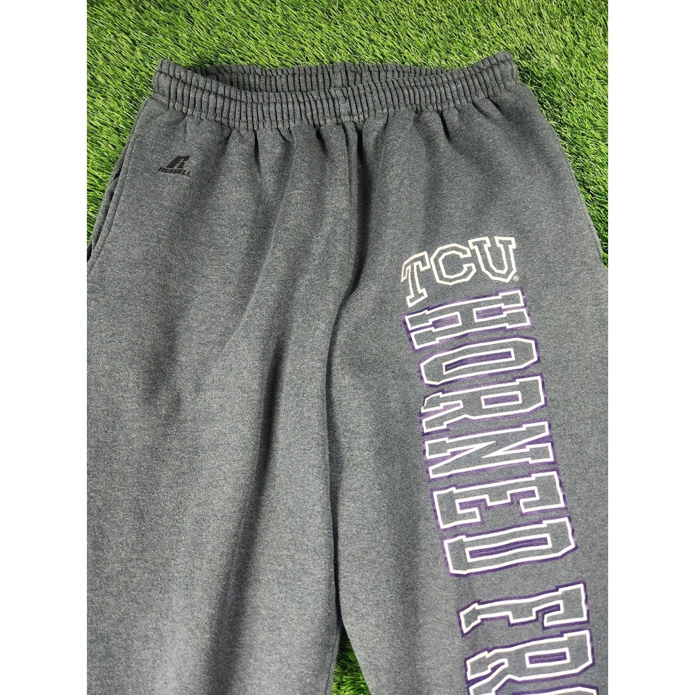 TCU Horned Frogs Pants Mens M Gray NCAA Football Russell Athletic Sweatpants - Picture 2 of 9